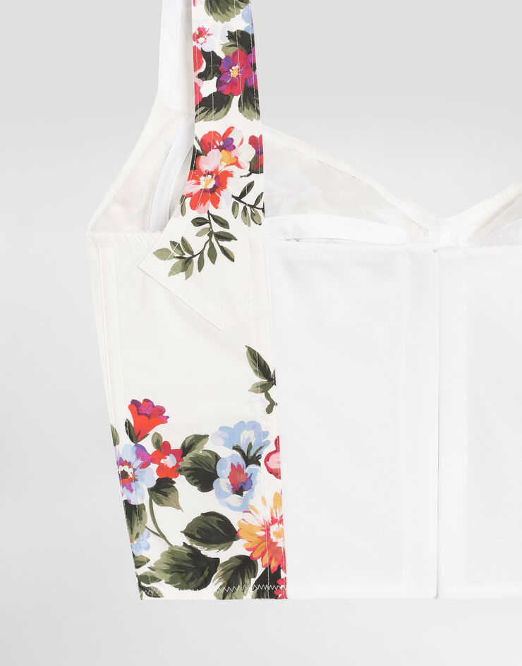 Dolce & Gabbana Flower bouquet-print cotton bustier top Multicolor F7BB1THS5UU