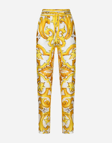 Dolce & Gabbana Pantalón en sarga de seda Imprima FTC63THI1BE