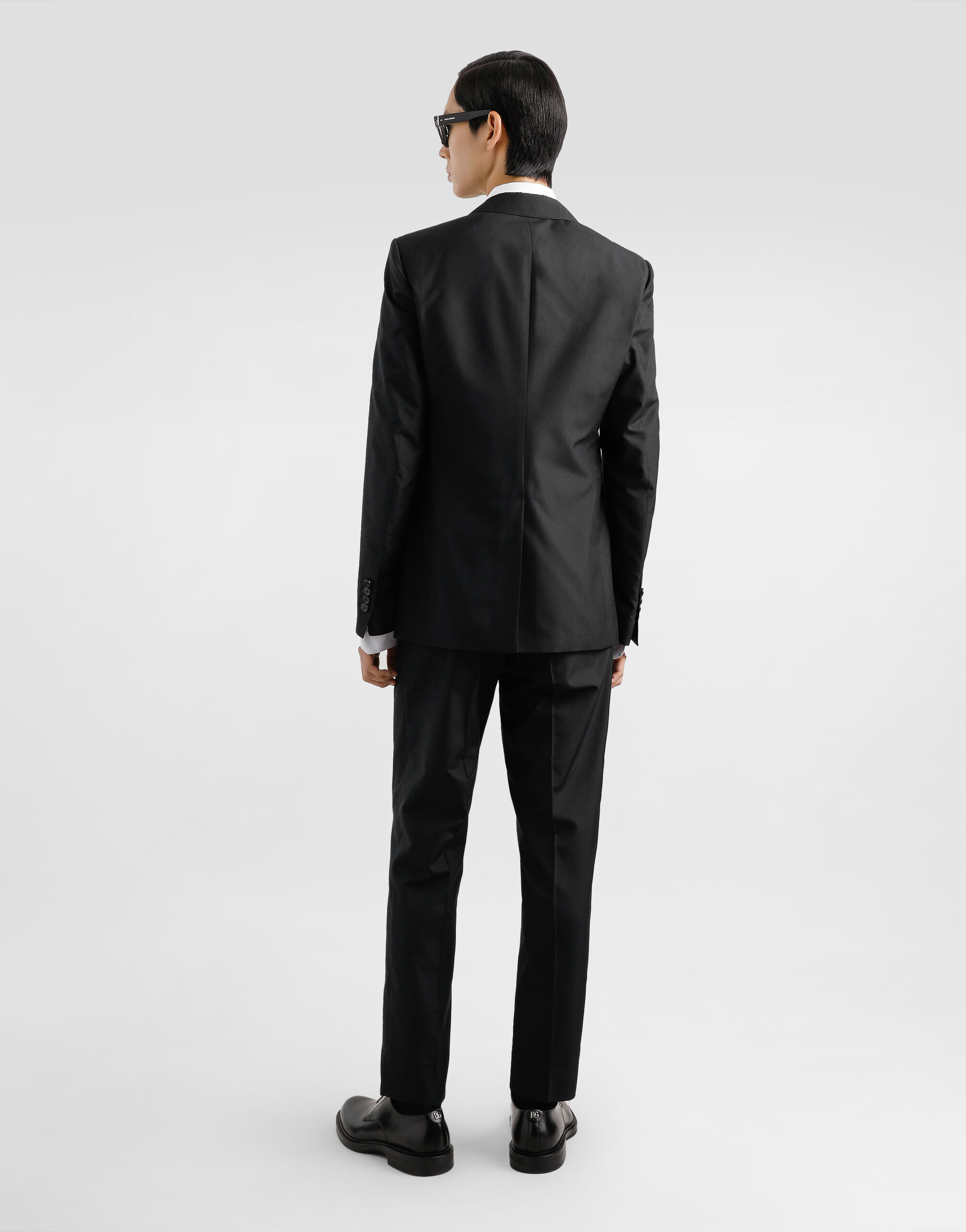 Deconstructed single-breasted silk suit in Black for Men