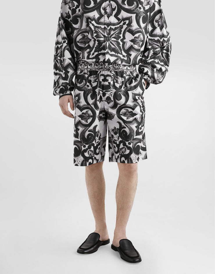 Dolce & Gabbana Hose aus Popeline mit Majolika-Print Mehrfarbig GV37ATGJ618