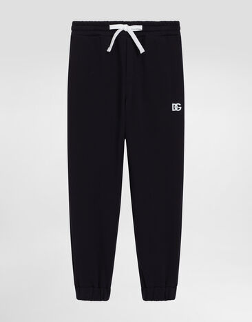Dolce & Gabbana Fleece jogging pants with DG logo Grey L4JPJPG7N2A
