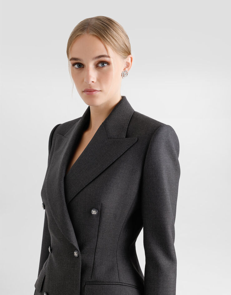 Dolce & Gabbana Double-breasted Dolce jacket with DG-branded buttons Grey F27DJTFU287