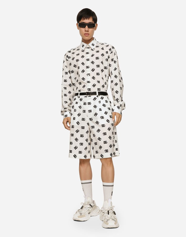 Dolce & Gabbana Camisa oversize de algodón con estampado DG Monogram Multicolor G5IT7THS5OO
