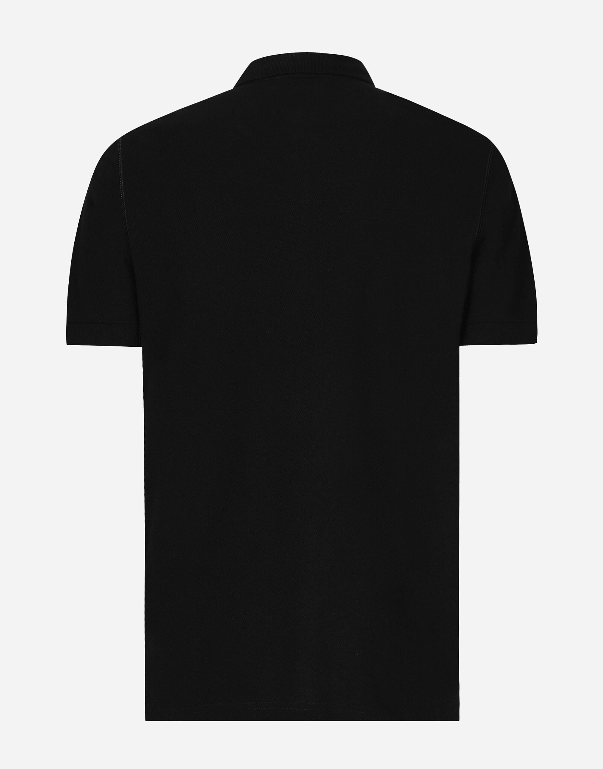 Cotton piqué polo-shirt with embroidery in black for Men