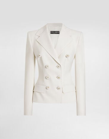 Dolce & Gabbana Double-breasted twill jacket White F27ACTFUBGC