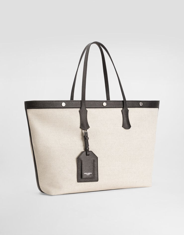 Dolce & Gabbana Atene shopping bag in sale&pepe fabric and alpine calfskin Multicolor BM7806AG440