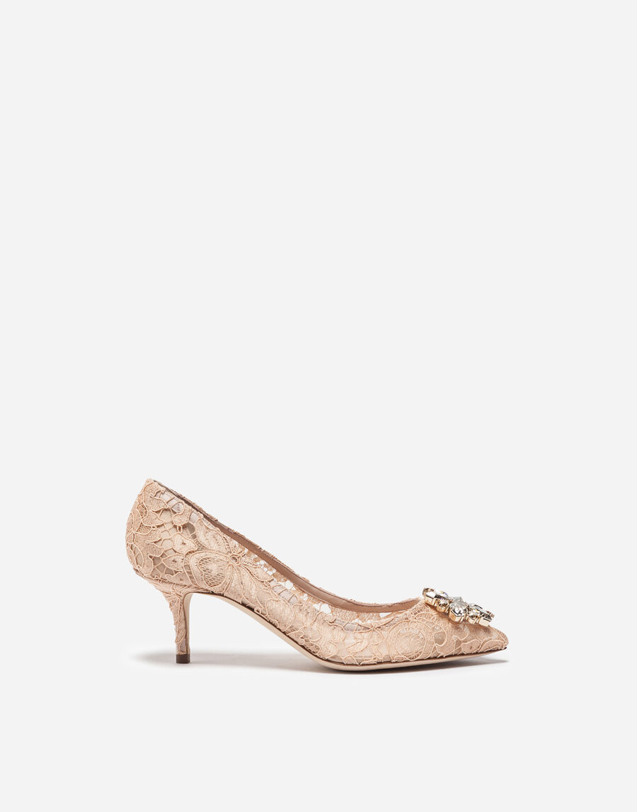 Lace rainbow pumps with brooch detailing