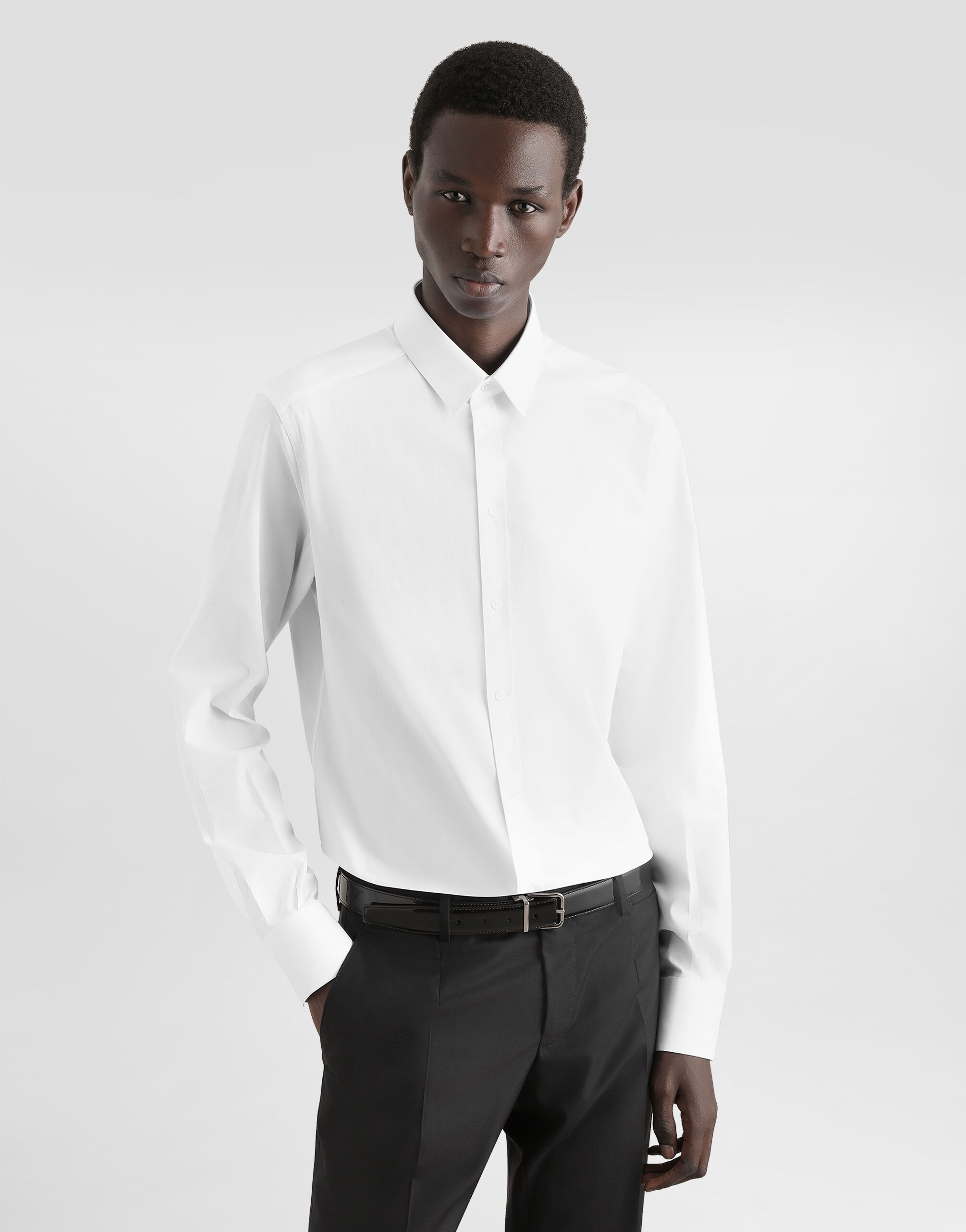 Stretch poplin Gold fit shirt in White for Men Dolce Gabbana