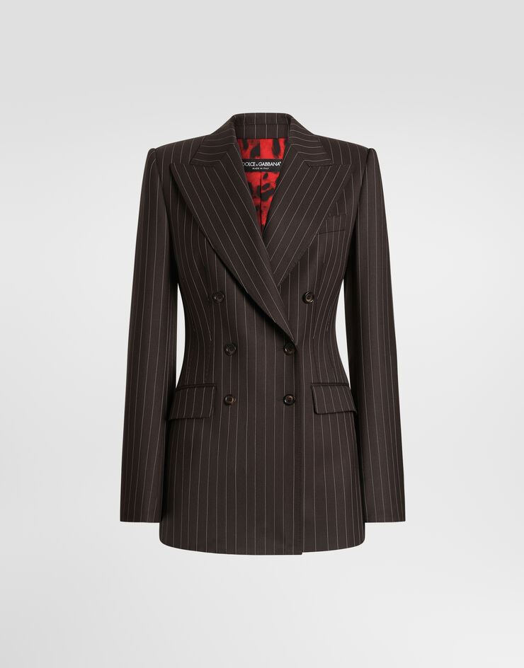 Dolce & Gabbana جاكيت مزدوج الأزرار Turlington من قماش تويل بنقشة خطوط رفيعة Multicolor F29QFTGDD1H