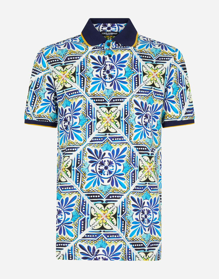 Dolce & Gabbana Cotton polo shirt with maiolica print MAIOLICA PRINT G8LB0TFI7VM