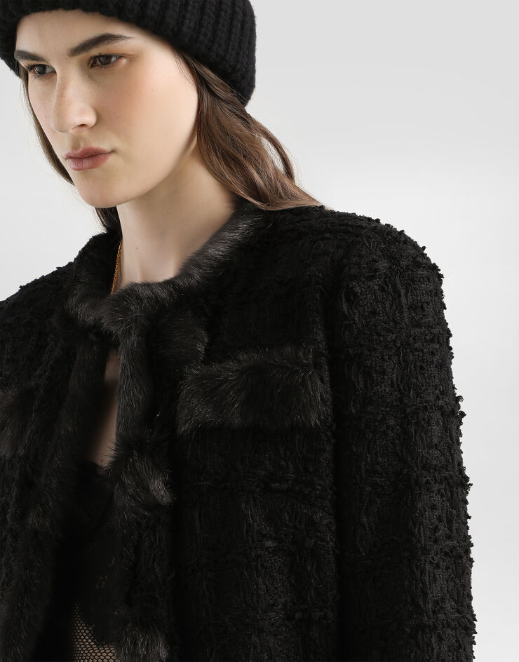 Dolce & Gabbana Single-breasted tweed jacket Black F27HIZHUMJK