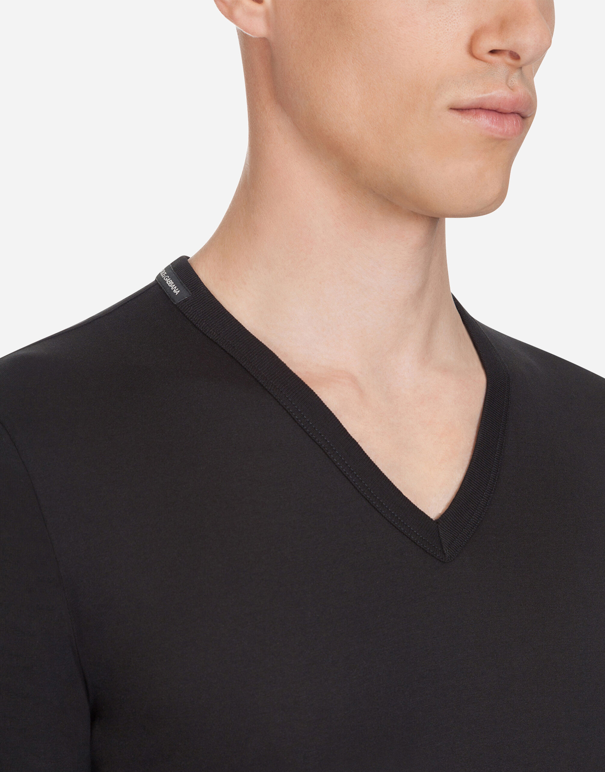 DOLCE & GABBANA ブラック Vネック Tシャツ 40サイズ DOLCE&GABBANA Tシャツ カットソー ブラック 半袖 クルーネック