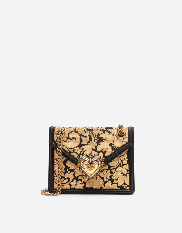 Dolce & Gabbana Medium floral jacquard lurex Devotion bag GOLD/BLACK BB6641AJ501