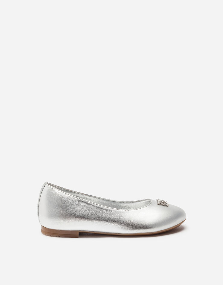 Dolce & Gabbana Foiled nappa leather ballet flats Silver D10510A6C66