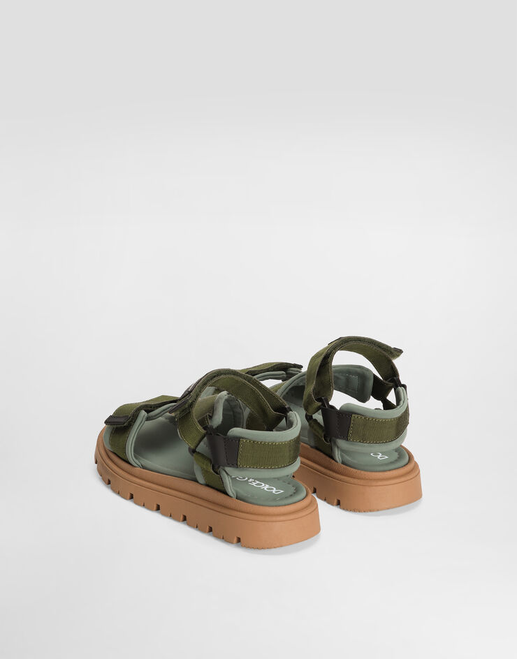 Dolce & Gabbana Fabric and nappa calfskin sandals Green DA5350A5555