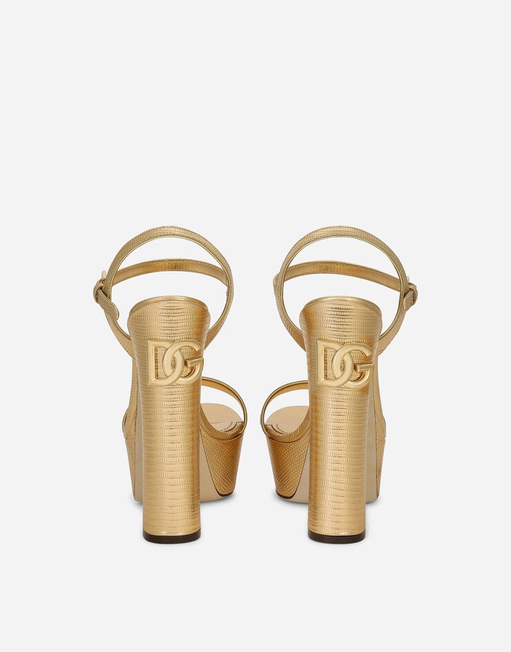 Dolce&Gabbana Foiled calfskin platform sandals Gold CR1340A7067