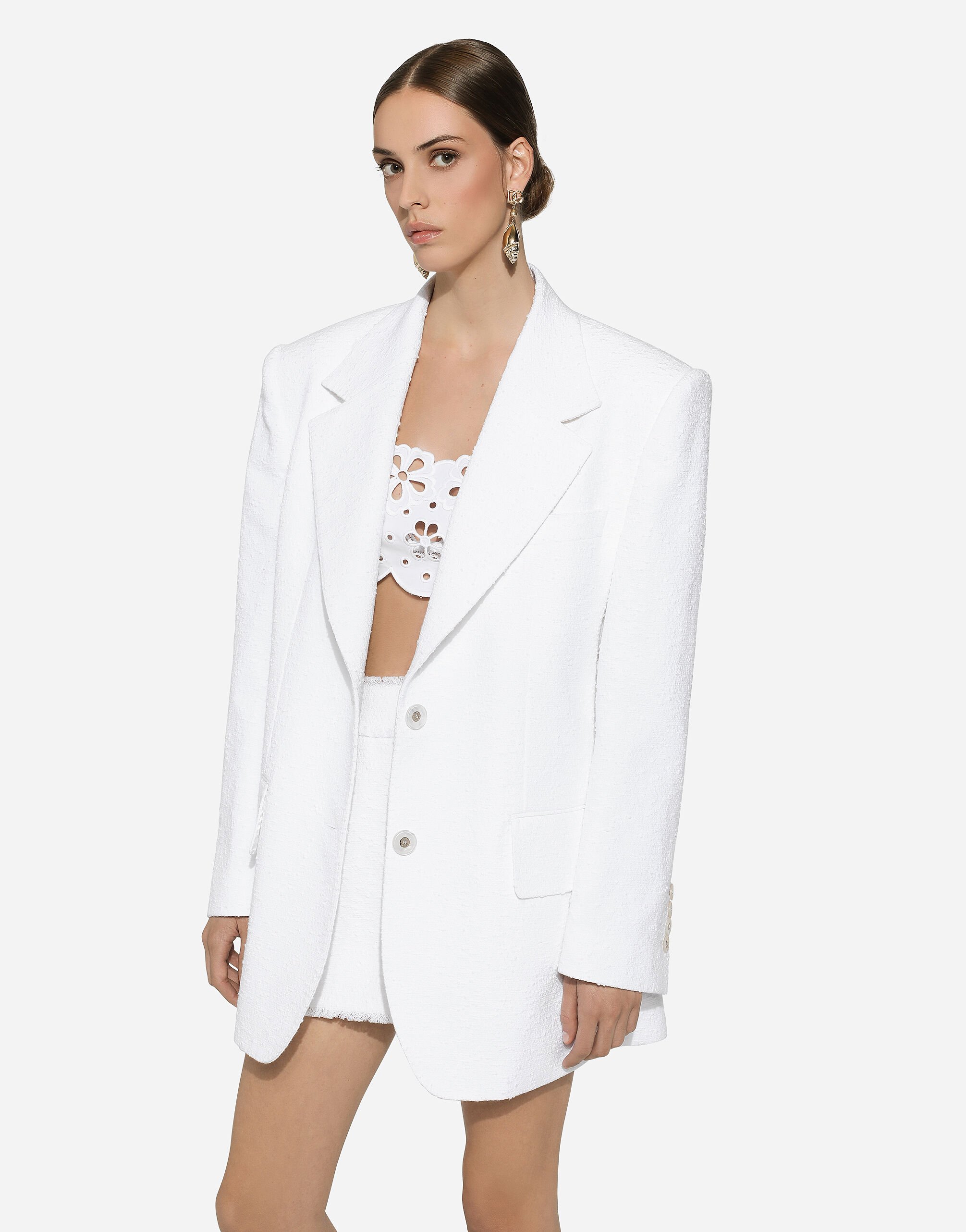 Womens white tweed jacket deals