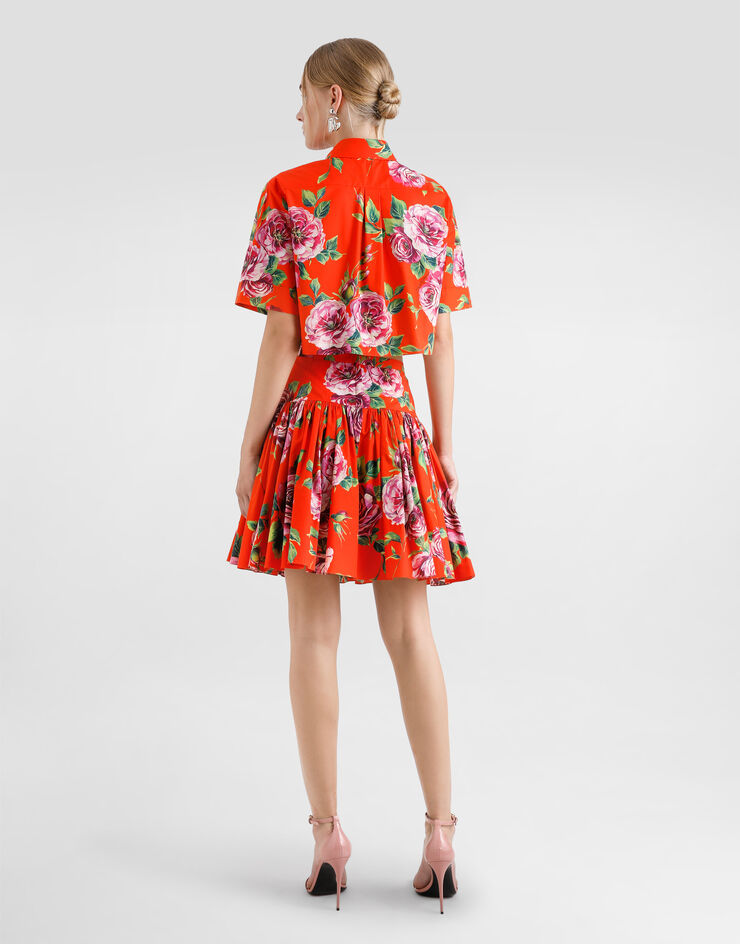 Dolce & Gabbana قميص قطني قصير بطبعة وردة عتيقة مطبعة F5Q20THS5TI