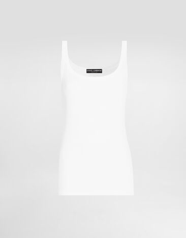 Dolce & Gabbana Fine-rib cotton singlet White F8U09TFU7AV