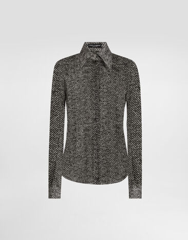 Dolce & Gabbana Silk chiffon shirt with bouclé print Multicolor F5R64TIS1ZM