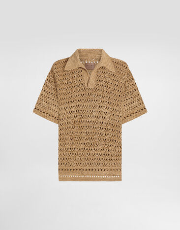 Dolce & Gabbana Short-sleeved viscose crochet polo-shirt Multicolor GXZ64TJFMMS