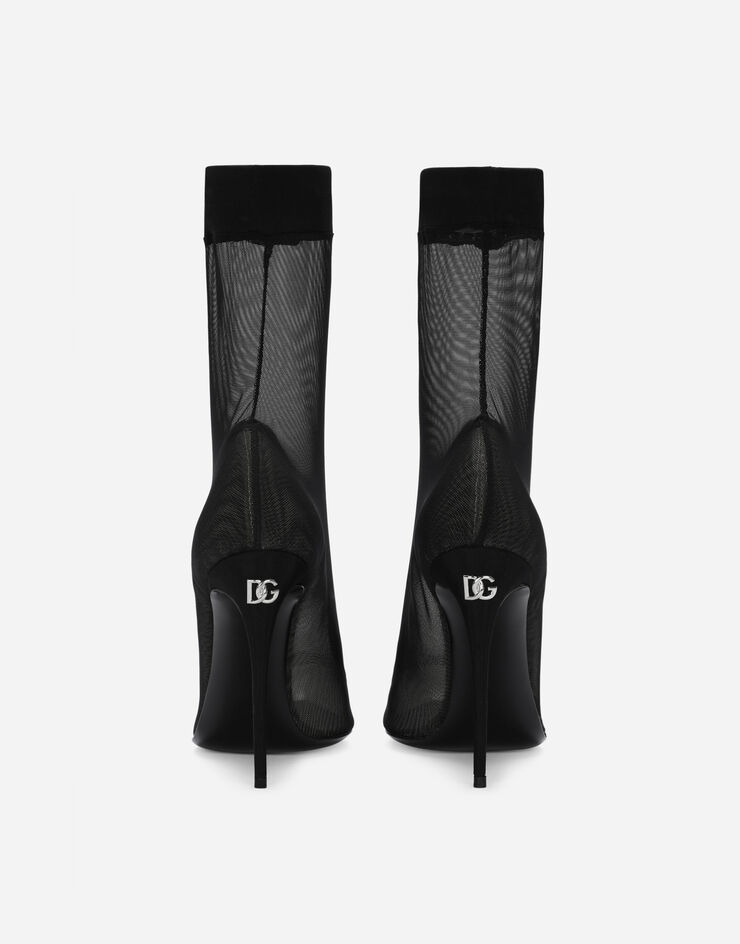 Dolce & Gabbana KIM DOLCE&GABBANAحذاء بوت برقبة للكاحل من تول مرن أسود CT0959AL786