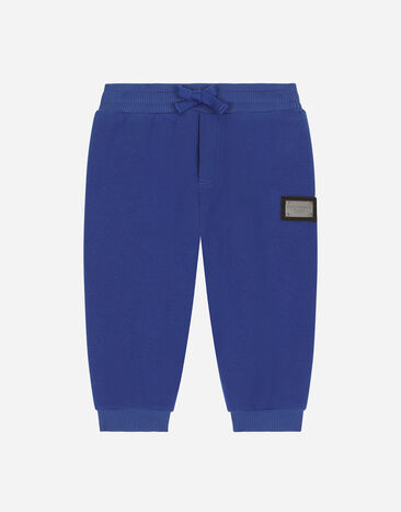 Dolce&Gabbana Pantaloni Jogging In Jersey Con Placca Logata Blu L1JPT0G7I2P