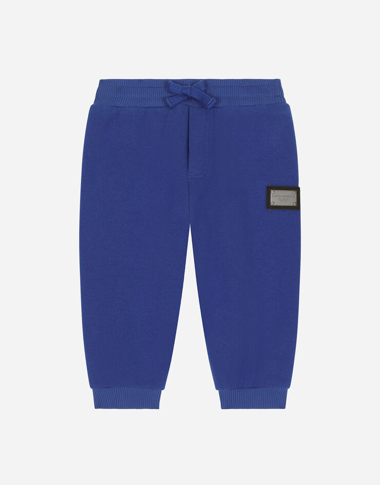 Dolce&Gabbana Jersey jogging pants with logo tag Blue L1JPT0G7I2P