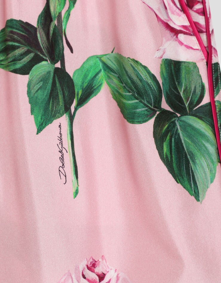 Dolce & Gabbana Pantalones estilo pijama de sarga con estampado de rosas Imprima L53P30IS1X8