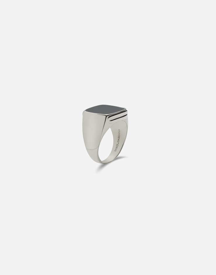 Dolce & Gabbana White gold signet ring White Gold/Black WREP3GWSD00