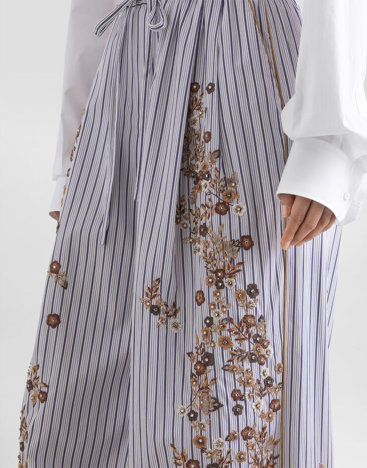 Dolce & Gabbana بنطال من بوبلين مخطط بتطريز زهور Dolce & Gabbana بنطال من بوبلين مخطط بتطريز زهور Multicolor FTDJEZGDDR6