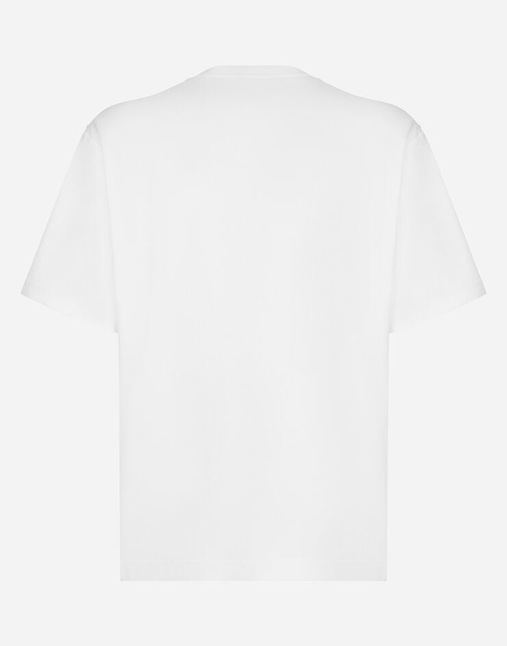 Dolce & Gabbana T-Shirt aus Baumwolle mit Logostickerei Weiss G8PN9ZG7NYJ