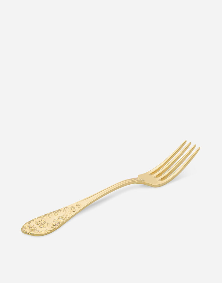 Dolce & Gabbana 24k Gold Plated Dinner Fork Multicolor TCP001TCA49