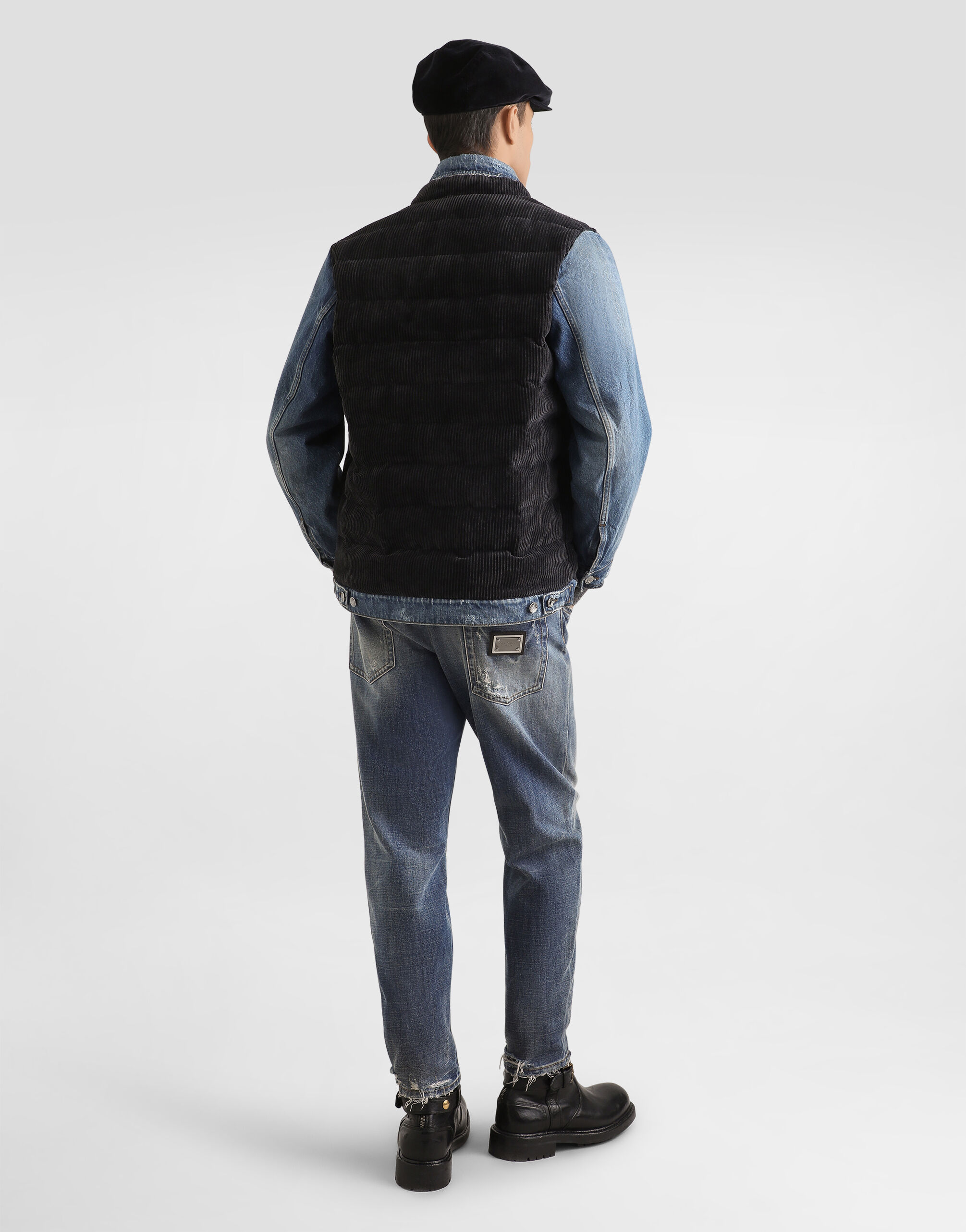 Sleeveless cotton denim jacket