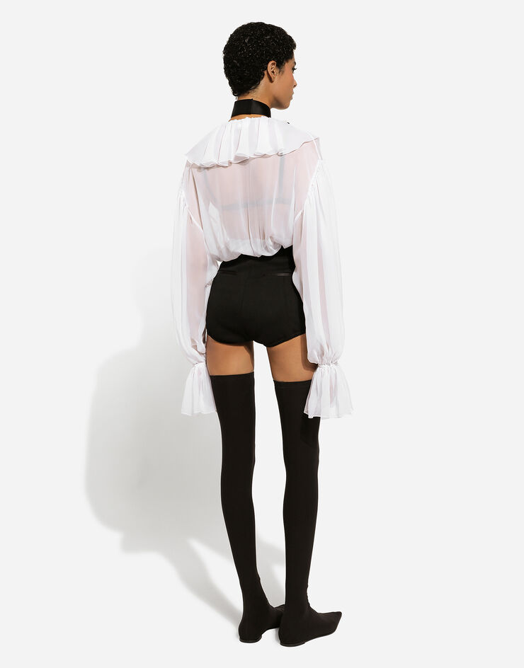 Dolce & Gabbana Chiffon blouse with ruffles White F79FGTFU1AT