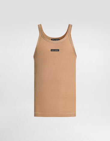 Dolce & Gabbana ラベル コットン タンクトップ ベージュ G8PA8TG7P3I