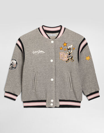 Dolce & Gabbana Bomberjacke aus Sweatstoff mit Patch Grau L5JBS5G7P7Q