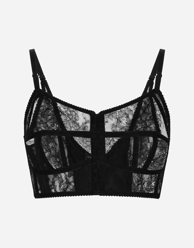 Dolce & Gabbana Dessous-Bustier aus Spitze mit Trägern Schwarz O1F10TONN77