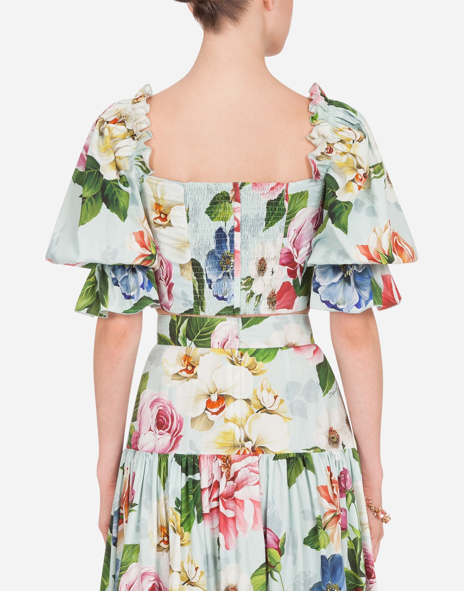 FLORAL-PRINT POPLIN CROP TOP