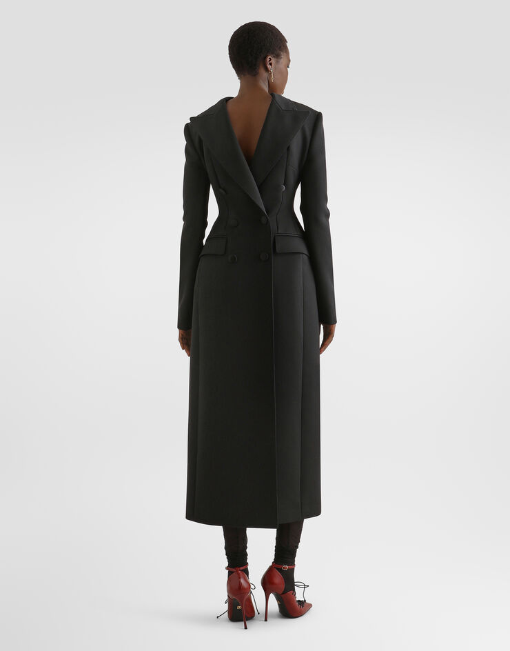 Dolce & Gabbana Wool grain poudré coat Black F0X0ITFU2J4