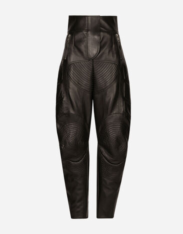 Dolce & Gabbana High-waisted leather biker pants Black F9R14LGDBVO