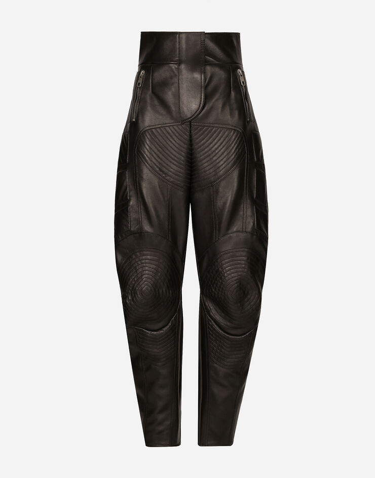 Dolce & Gabbana High-waisted leather biker pants Black FTCGKLGDAPK