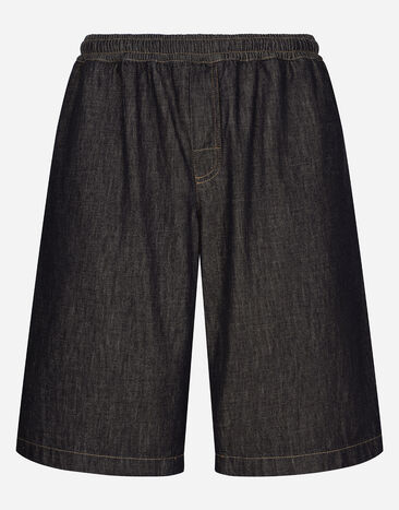 Dolce & Gabbana Denim jogging shorts with embroidery Print G5JH9TIS1VS