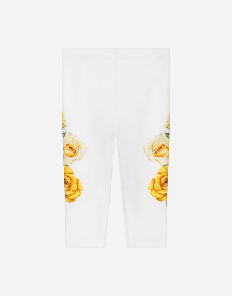 Dolce & Gabbana Leggings en interlock à imprimé roses jaunes Imprimé L2JP5BG7G9R