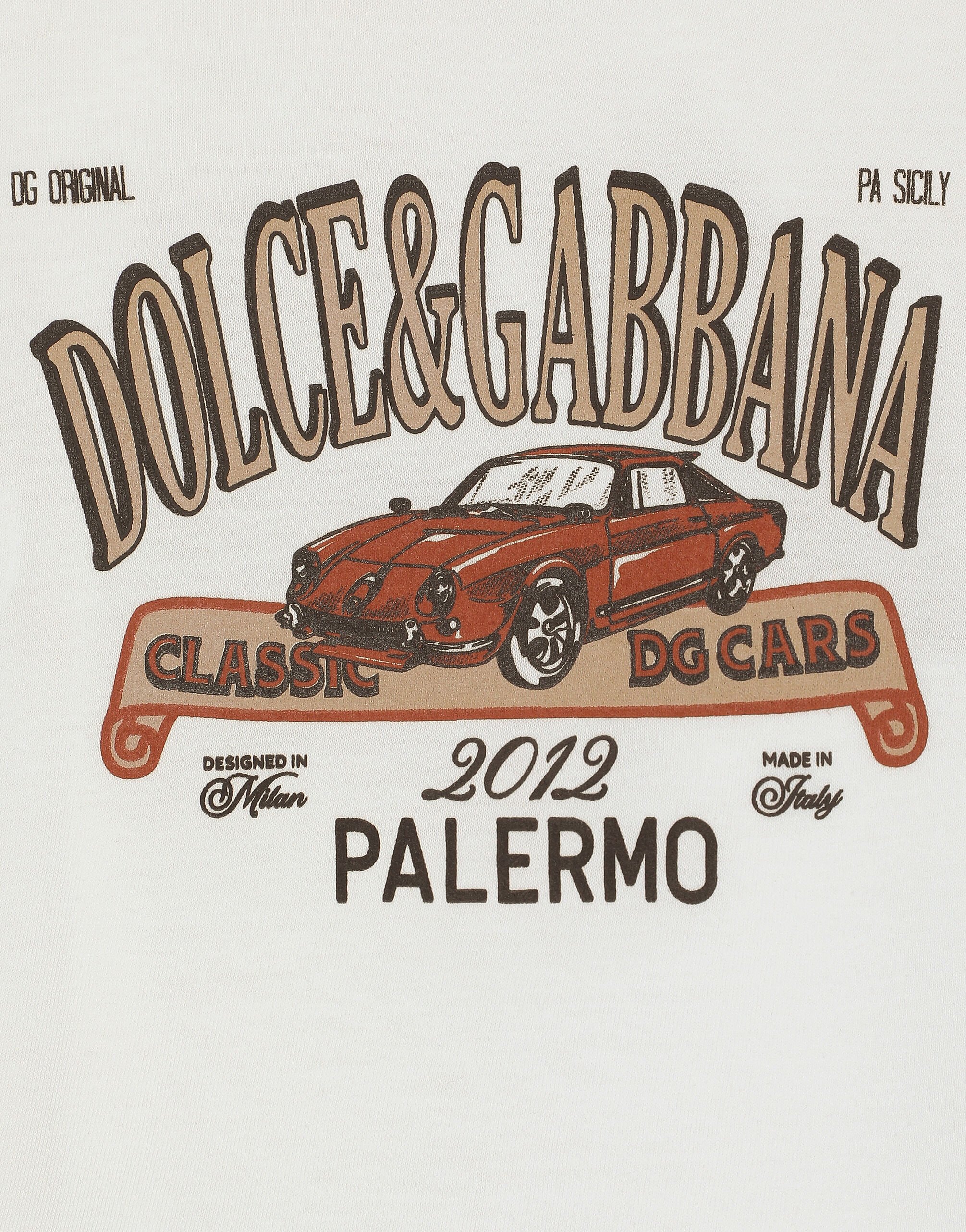 T shirt in jersey con logo DG palermo in Bianco da Bambino Dolce Gabbana