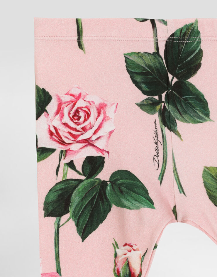 Dolce & Gabbana Interlock leggings with rose print Print L2JPB9FSGAA