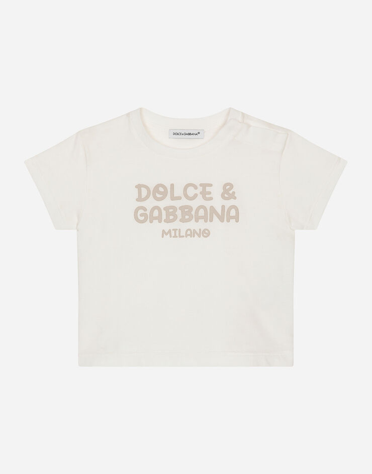 Dolce & Gabbana Jersey-T-Shirt mit Dolce&Gabbana-Logo Weiss L1JTEYG7NXH