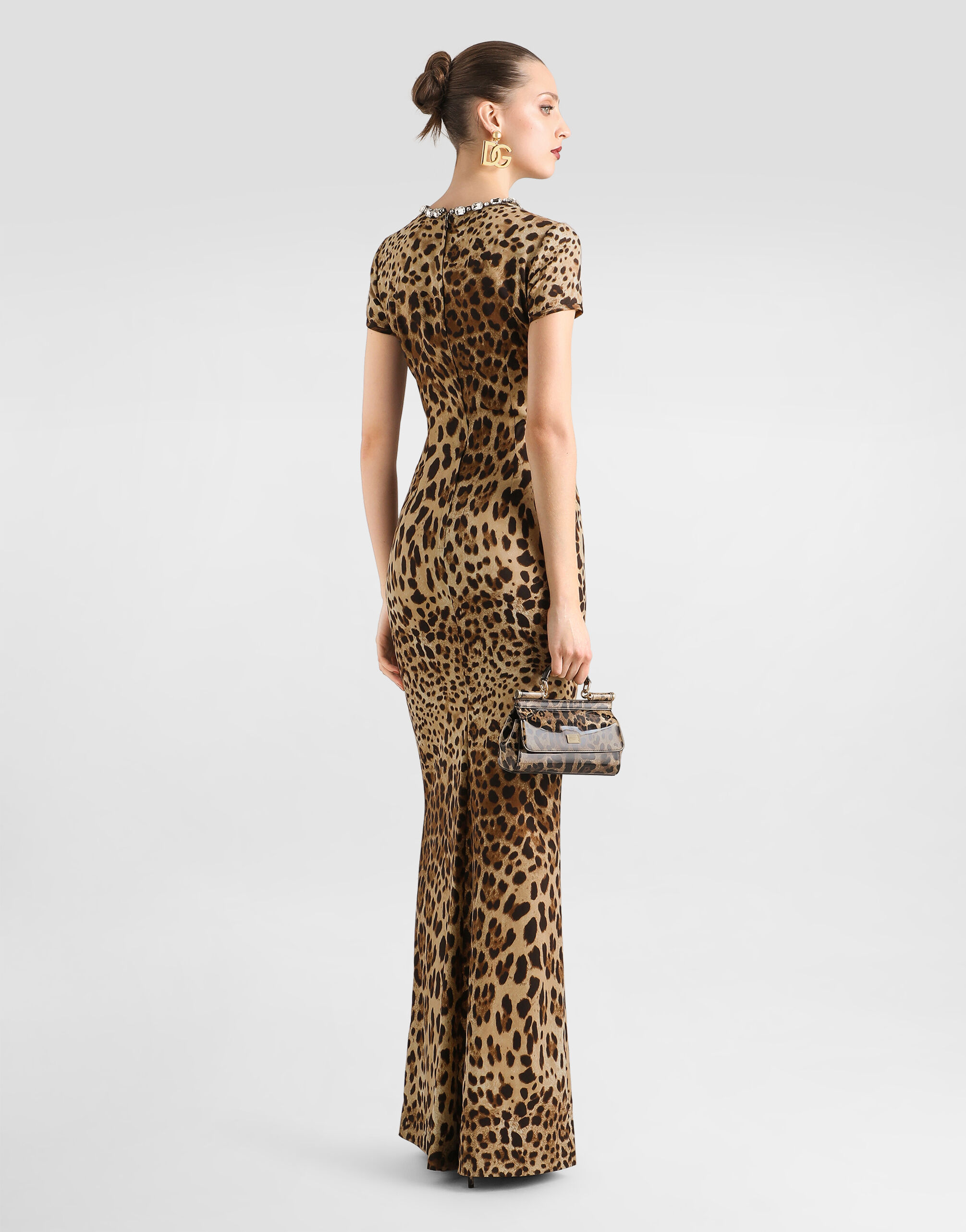Leo-print charmeuse dress in Print for Women | Dolce&Gabbana® US
