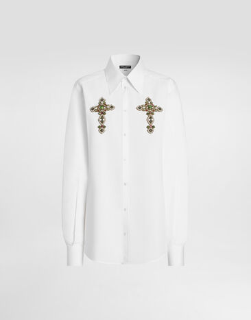 Dolce & Gabbana エンブロイダリー コットン ポプリン シャツ Dolce & Gabbana エンブロイダリー コットン ポプリン シャツ ホワイト F5U89ZFU5WO