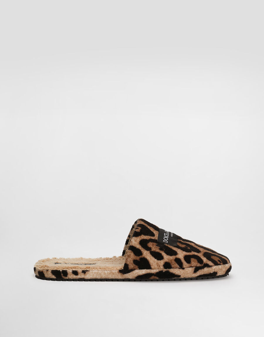 Leo-print dg hotel terry slippers